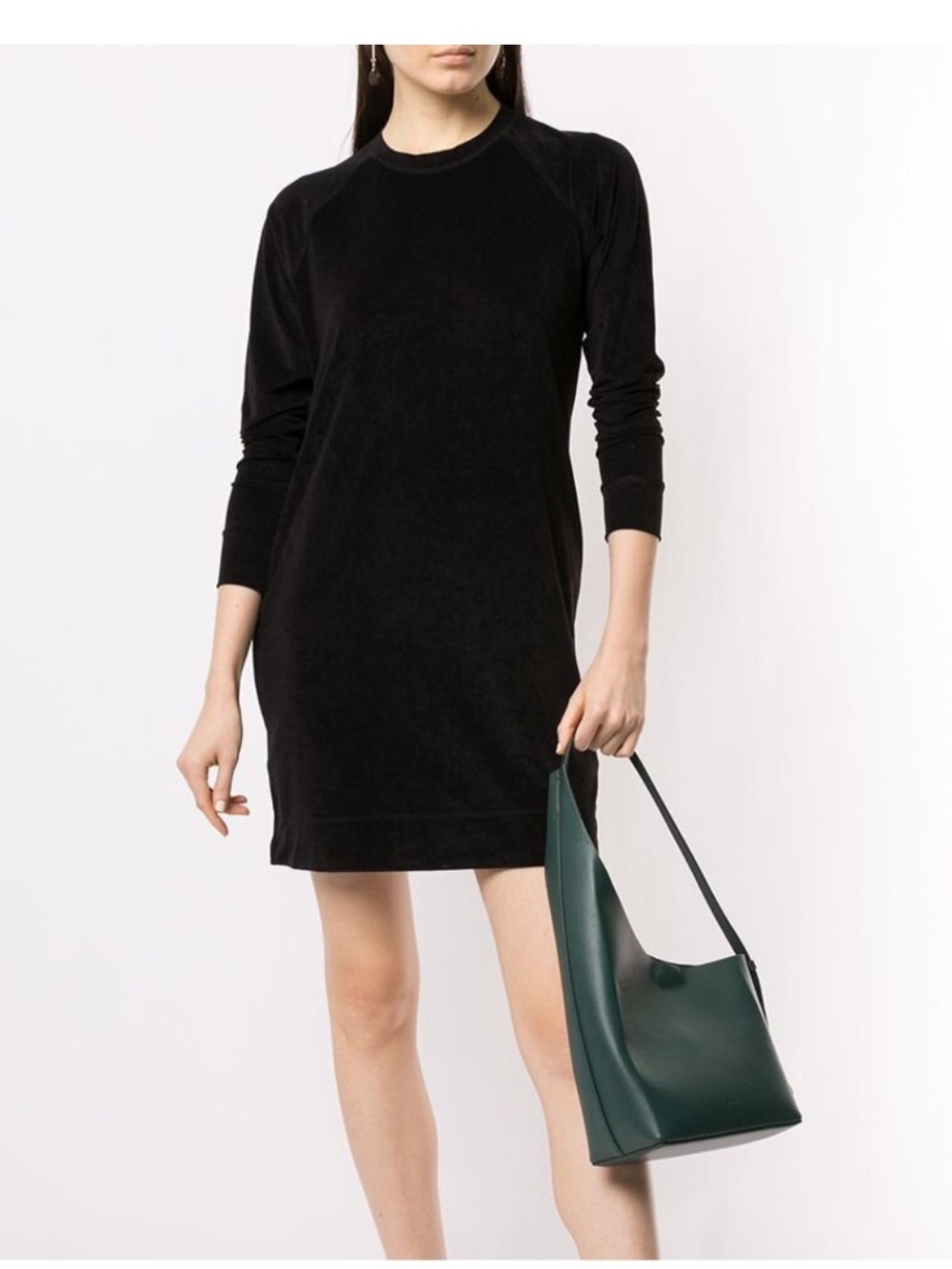 James Perse Japanese Velvet Shift Dress Black